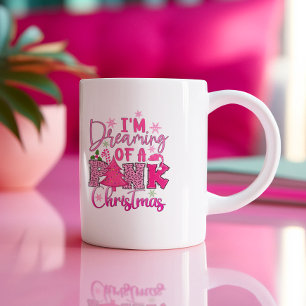 Caneca De Café Estou sonhando com um Natal cor-de-rosa