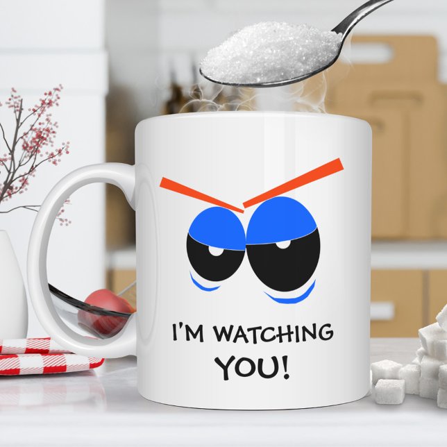 Caneca De Café Estou te observando com os olhos da Beady (Criador carregado)