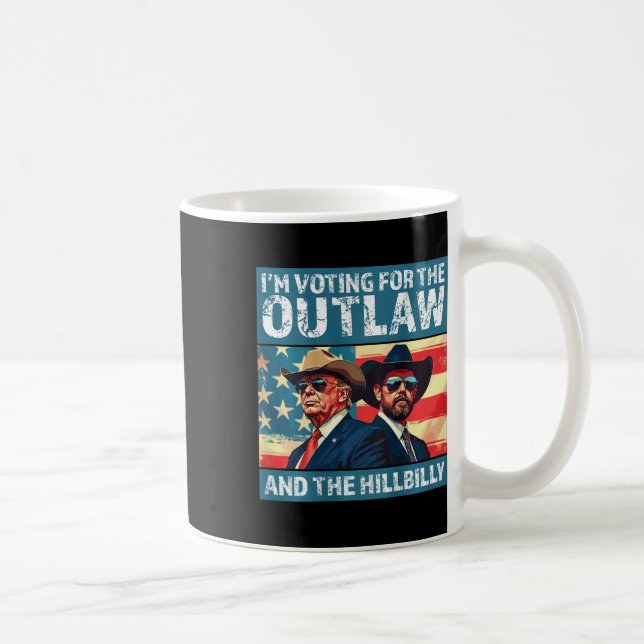 Caneca De Café Estou Votando pelo Outlaw e pelo Trump Hillbilly (Direita)