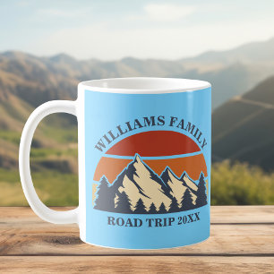 Caneca De Café Estrada da Família Personalizada Viagem Azul Acamp