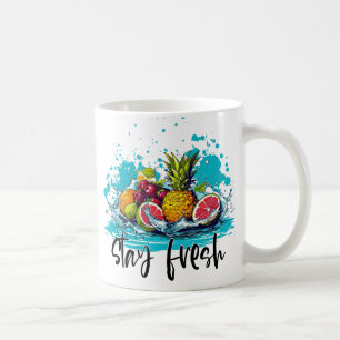 Caneca De Café Estrada Fresca - Verão - Frutas tropicais de aquar