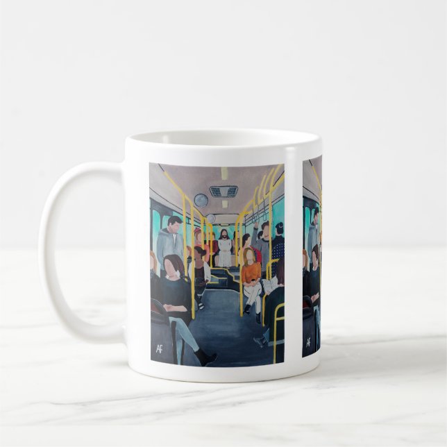 Caneca De Café Estranho no Ônibus Pintura de Alfred Fox  (Esquerda)