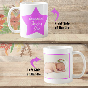 Caneca De Café Estrela Brilhante da Vovó Bebê Recém-Nascida Rosa 