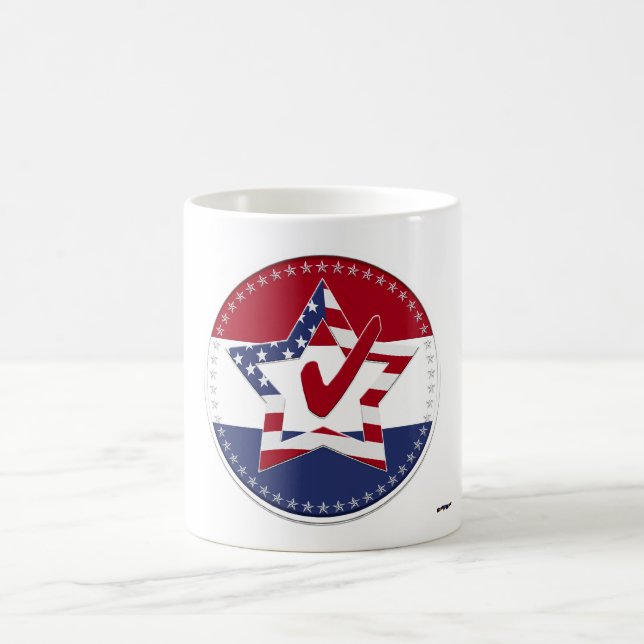 Caneca De Café Estrela com Bandeira dos EUA, Marca de Verificação (Centro)