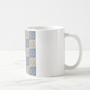 Caneca De Café Estrela de Davi Judaica Metal Dourado Azul