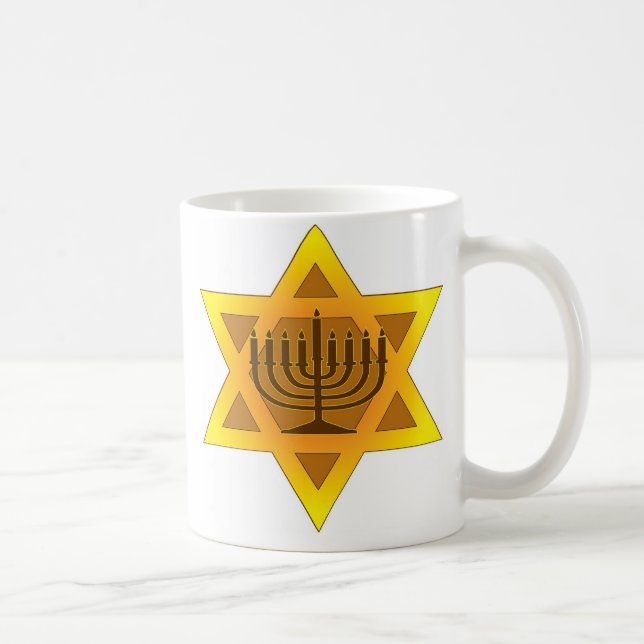 Caneca De Café Estrela de David com Menorah (Direita)