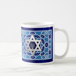Caneca De Café Estrela de David e Menorah Hanukkah