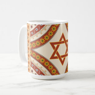 Caneca De Café Estrela de David Elegant Vintage Arte Judaica Flor
