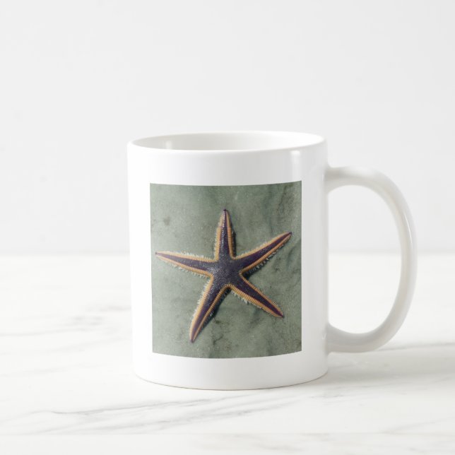 Caneca De Café Estrela-de-estrela-do-mar-roxo na praia (Direita)