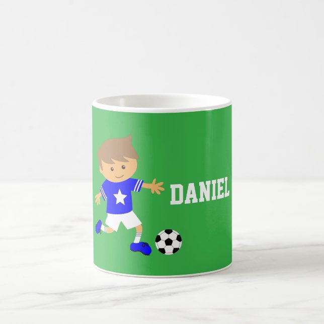 Caneca De Café Estrela de Futebol Bonito Menino, Tema de Futebol (Centro)