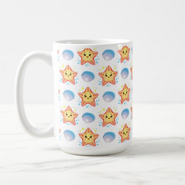Caneca De Café Estrela-do-mar e Conchas Lindas (Esquerda)