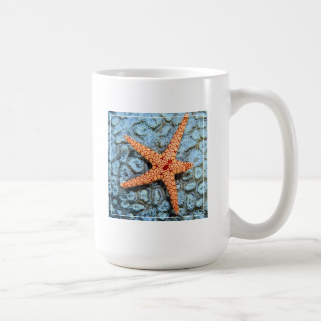 Caneca De Café Estrela do mar em um coral com Polips (Direita)