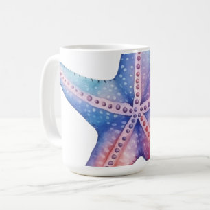 Caneca De Café estrela-do-mar em um pequeno adesivo