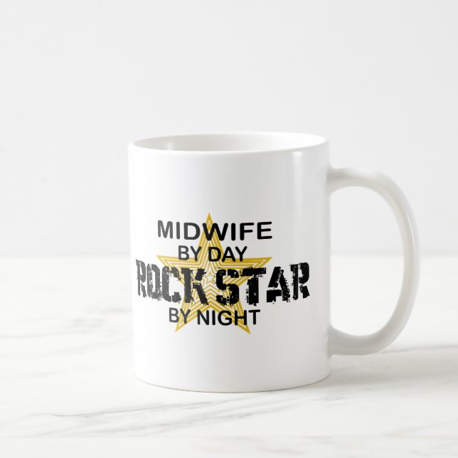 Caneca De Café Estrela do rock da parteira em a noite (Direita)
