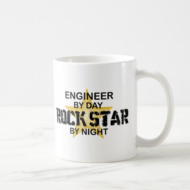 Caneca De Café Estrela do rock do engenheiro em a noite (Direita)