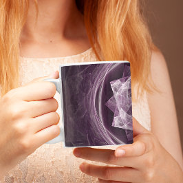 Caneca De Café Estrela Fractal Roxa Escura Monogramada