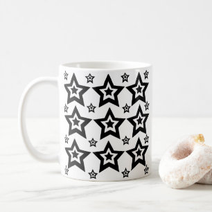 Caneca De Café Estrela Geométrica Negra e Branca