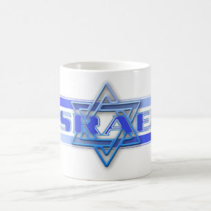 Caneca De Café Estrela Judaica de David Israel Azul e Branco