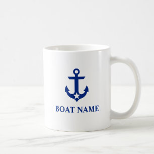 Caneca De Café Estrela náutica da âncora do nome do barco