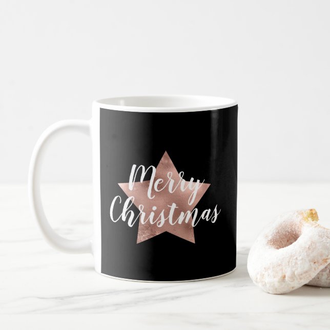 Caneca De Café Estrela Negra Festiva Feliz Natal (Com Donut)