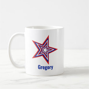 Caneca De Café Estrela Patriótica EUA Vermelha Branca e Azul Incl