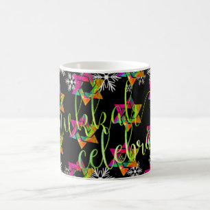 Caneca De Café Estrela PixDezines de David Pattern, Hanukkah