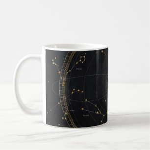 Caneca De Café Estrelas astrológicas mapeiam estrelas negras dour