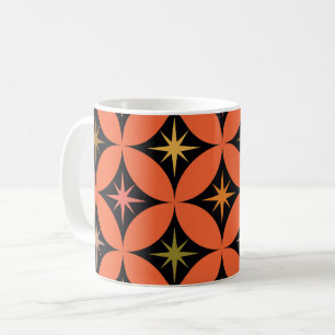 Caneca De Café Estrelas Atômicas de Meados do Século em Círculos