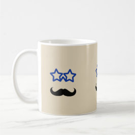 Caneca De Café Estrelas Azuis e Bigode Preto