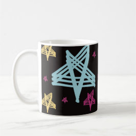 Caneca De Café Estrelas Balançando Rosa Azul Preto