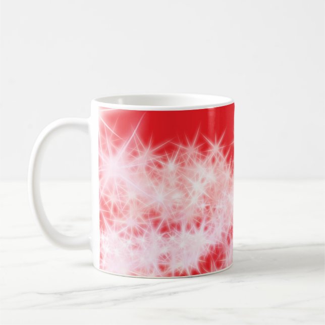 Caneca De Café Estrelas brilhantes cor-de-rosa vermelho simples a (Esquerda)