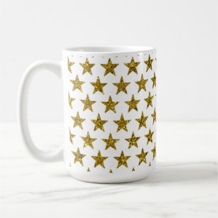 Caneca De Café Estrelas brilhantes Douradas 