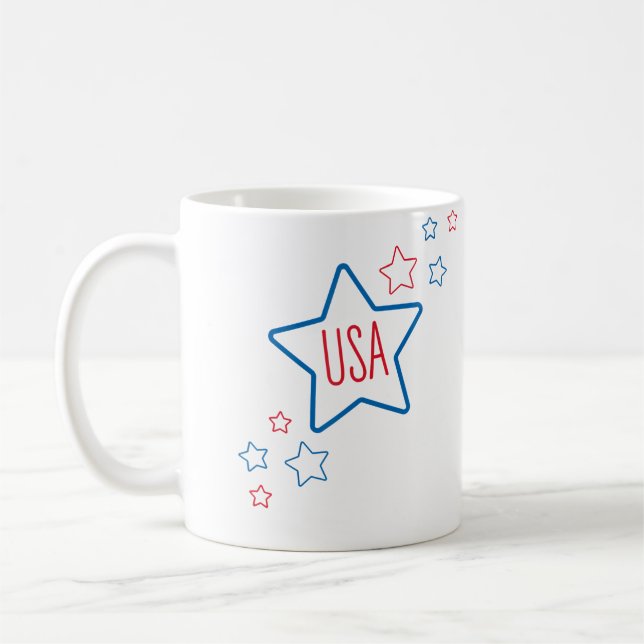 Caneca De Café Estrelas Cadentes do Dia da Independência American (Esquerda)