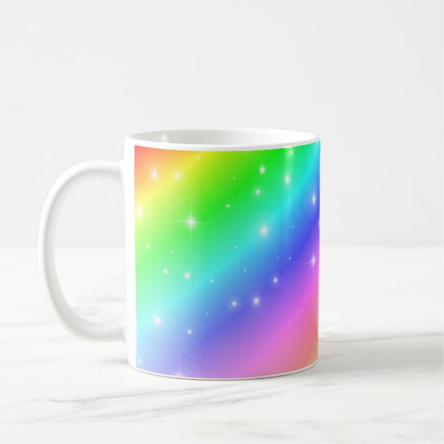 Caneca De Café Estrelas Coloridas do Rainbow Sparkle (Esquerda)