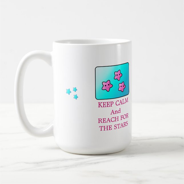 Caneca De Café Estrelas Cor-de-Rosa com Frase (Esquerda)