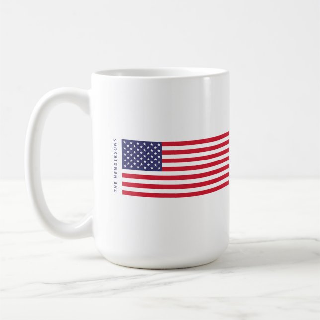 Caneca De Café Estrelas de Bandeira Americanas Modernas Strips 4  (Esquerda)