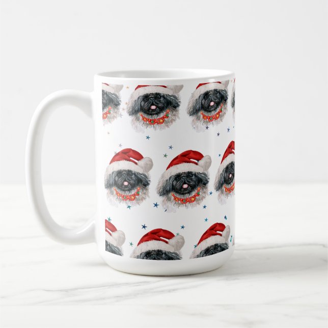 Caneca De Café Estrelas de Natal da Raça Canina Pekingese (Esquerda)