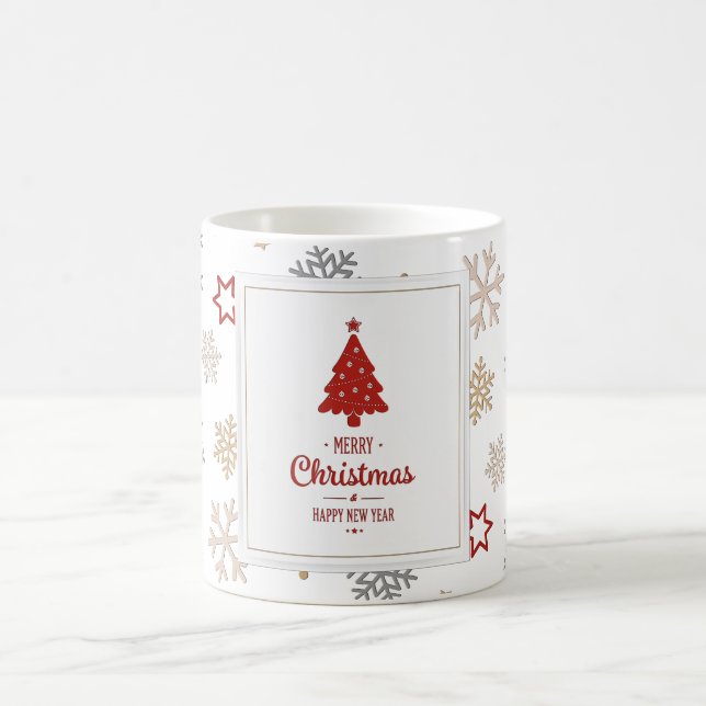 Caneca De Café Estrelas de Natal e Padrão de Flocos de Neve (Centro)