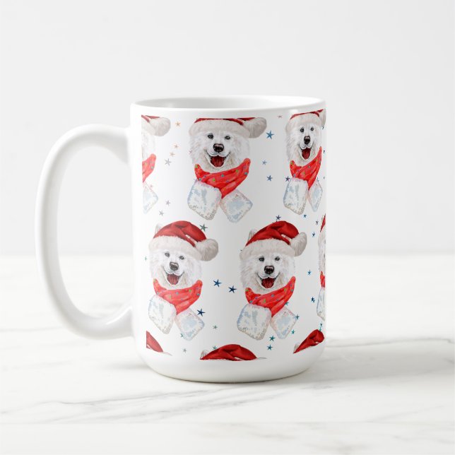 Caneca De Café Estrelas de Natal Samoyed Dog Breed (Esquerda)