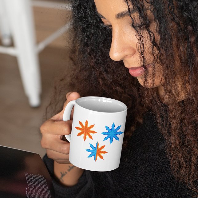 Caneca De Café Estrelas de Oito Pontas de Fogo e Gelo (Criador carregado)