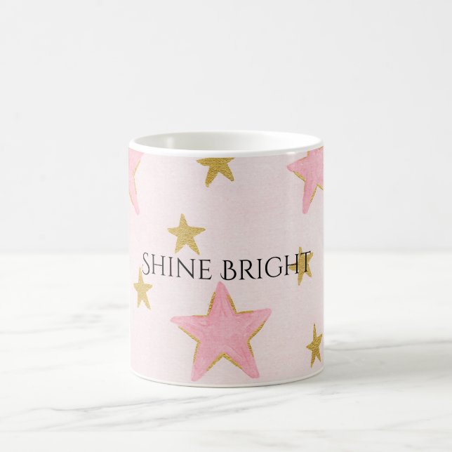 Caneca De Café Estrelas de Ouro Rosa Brilham Forte (Centro)