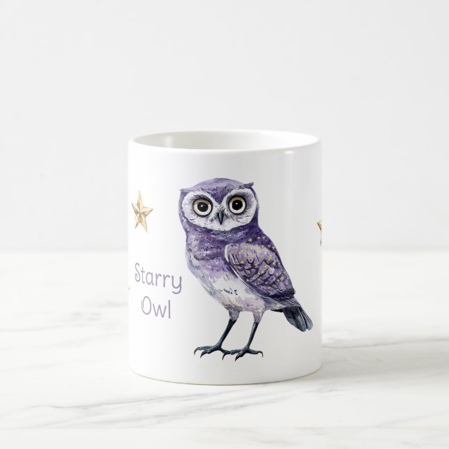 Caneca De Café Estrelas Douradas da Coruja Roxa (Centro)