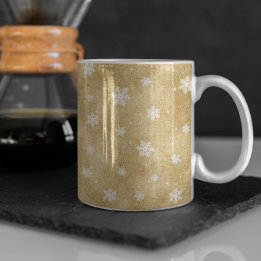 Caneca De Café Estrelas Douradas de Lama de Neve Flocos de Café