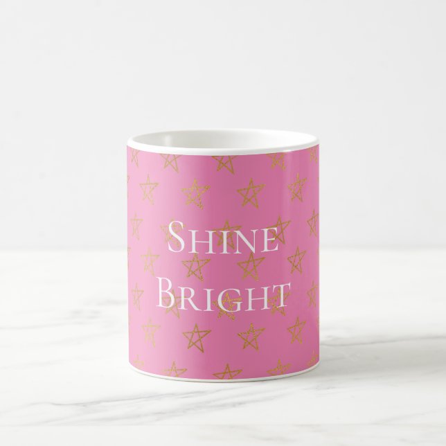 Caneca De Café Estrelas Douradas Rosa Brilham (Centro)
