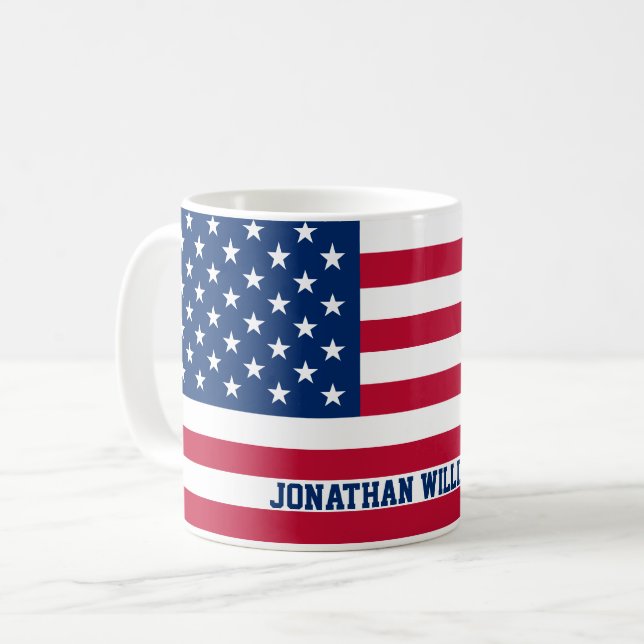 Caneca De Café Estrelas e faixas de sinalizador personalizadas do (Frente Esquerda)