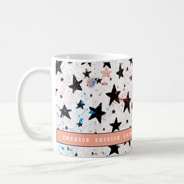 Caneca De Café estrelas e padrão de astronomia espacial divertida (Esquerda)