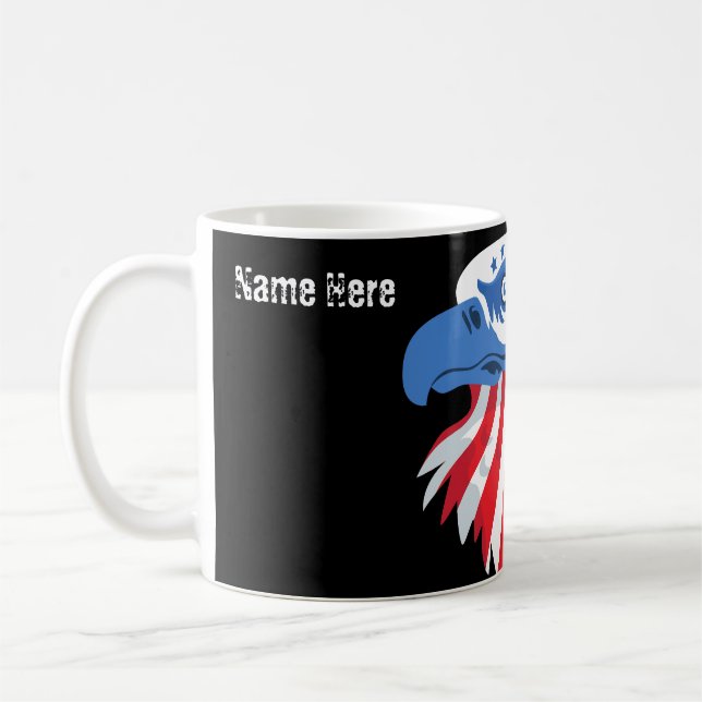 Caneca De Café Estrelas e Stripes Águia Balda. Personalizar nome (Esquerda)