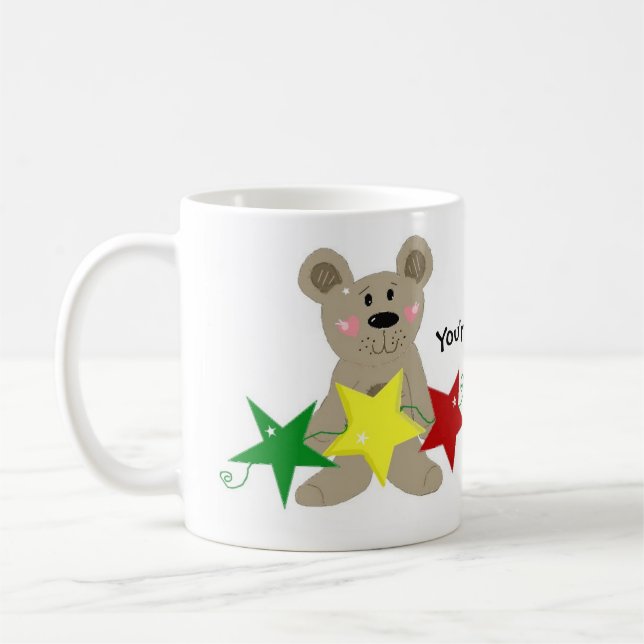 Caneca De Café Estrelas Festivas E Ursos (Esquerda)