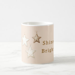 Caneca De Café Estrelas Marrons Bege Creme Pêssego