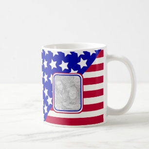 Caneca De Café Estrelas Patrióticas e quadro fotográfico de faixa